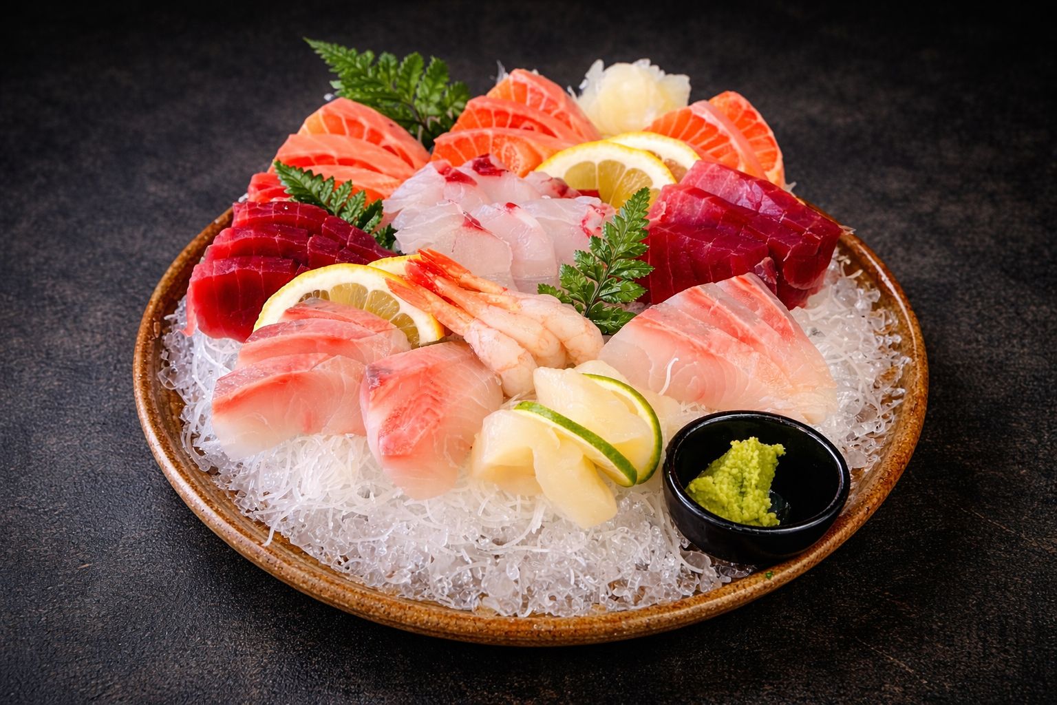A sashimi platter on ice